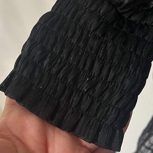 Adelyn Rae Caro Textured Metallic Black Mini Ruffle Dress Holiday Party Size XS - Picture 5 of 13